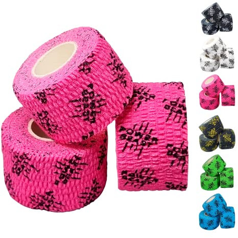 Power Beast 3x Tape, 3 Rollen Hook Grip Tape, Sporttape, Schutz für Daumen und Finger, elastische Baumwolle, schweißfest und atmungsaktiv, für Weightlifting, Cross Training, Gewichtheben. (Rosa)