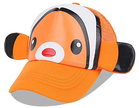 LANGZHEN Kleinkind Nette Tier Baseball Cap Einstellbare Kinder Outdoor Sonnenhüte Baby Mesh Back Cap für Jungen und Mädchen (M-Clownfish)