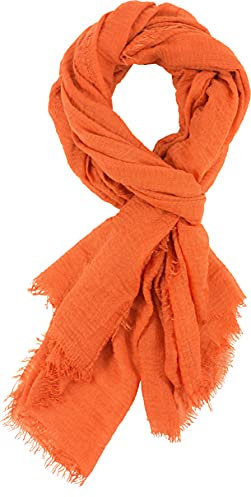 fashionchimp BASIC-Schal für Damen mit weichem Fransensaum, Tuch in leichter Qualität mit Baumwolle, einfarbig (Terrakotta)