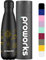 PROWORKS Bouteille d'eau Isotherme, sans BPA, Gourde INOX Reutilisable pour Maintien Chaud de 12 Heures & du Froid Jusqu’à 24 Heures, Sport, Gym, Voyage - 750ml - Tout Noir - Céleste