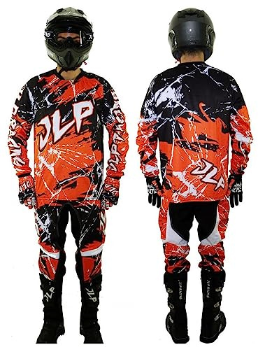 JLP RACING Kinder-Outfit, Hose, Trikot, Handschuhe, Orange, XL, für Motorrad Cross, Quad, Enduro, MTB, BMX