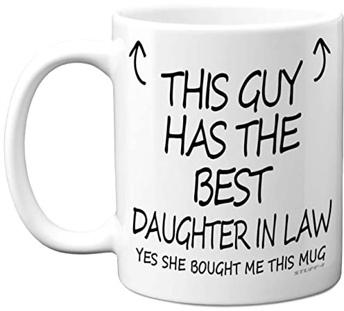 Stuff4 Mug This Guy Has The Best Daughter In Law - Cadeau pour belle-fille, 325 ml - En céramique - Passe au lave-vaisselle - Cadeau de fête des pères - Fabriqué au Royaume-Uni
