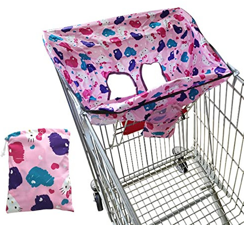 RoxNvm einkaufswagenschutz baby, Erfrischender atmungsaktiver Baby-Hochstuhlbezug, tragbarer Kinderwagen-Sitzbezug für den Babysommer (Rosa Herz)