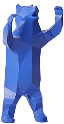 NENBOLEC Bär Skulptur Tier Figur Statue Moderne Deko Tischdeko 31cm | Blau Resin Ornament Handgefertigte Kunst Arts Geburtstag Einweihung Geschenk für Wohnzimmer Büro Schlafzimmer