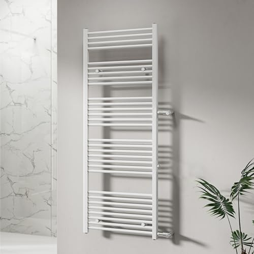 WITEN&NOCK Badheizkörper 1600x500mm Nabenabstand 500&900 mm gerade weiß | Handtuchtrockner Handtuchwärmer Designheizkörper Seitenanschluss für Badezimmer, Austauschheizkörper inkl. Montageset