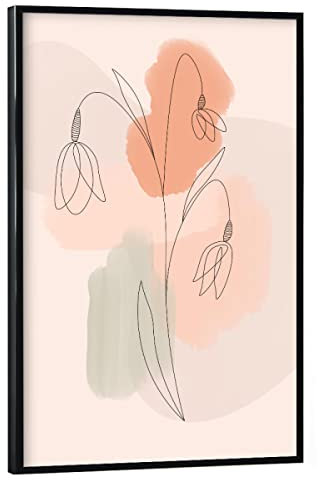 artboxONE Poster mit schwarzem Rahmen 90x60 cm Floral Tulpen Herzen - Bild tulpen orchideen Rosen