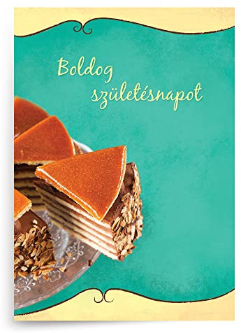 Designer Greetings Geburtstagskarten Boldog születésnapot Dobos Torte (6 Karten mit Umschlägen/6 kártya borítékokkal)