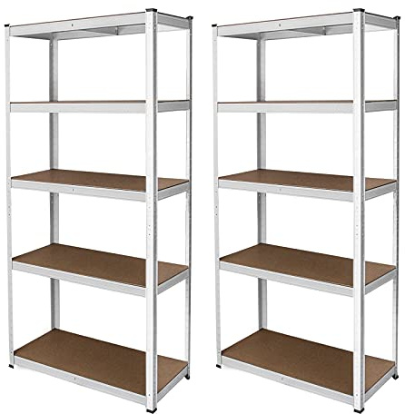 Monster Shop Garage Shelving Units 5 Tier Racking Storage Warehouse Bays Industrial Heavy Duty Boltless Steel Shelves