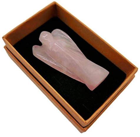 Pierre de guérison ange gardien en quartz rose 5 cm avec boîte à bijoux | Amour Romance Fertilité