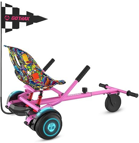 Gotrax Hoverseat Hoverboard-Befestigung mit Stoßdämpfung hinten, Hoverboard Go Kart für 16,5 cm 21,6 cm 25,4 cm Self Balancing Scooter, verstellbare Rahmenlänge und Handsteuerung Buggy Befestigung