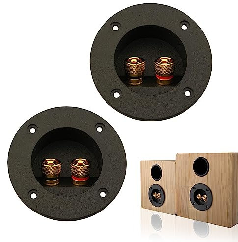 2PCS Round 2-Way Speaker Box Terminal Binding Post Screw Cup Connector Subwoofer Plugs for DIY Home Car Stereo HiFi