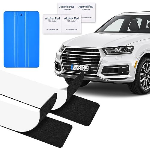Funmo 2 Stück Klett Kennzeichenhalter,Auto Nummernschildhalterung,Rahmenlose Auto Kennzeichenhalter, Auto Kfz Kennzeichen Selbstklebend,Klett Kennzeichenhalter Rahmenlos für Standardkennzeichen