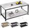 SG Traders Industrial Coffee Table for Living Room Large Side Table with Metal Leg 2 Tiers Stylish and Durable Industrial Coffee Table with Storage Perfect for Any Room 100x50x45cm (White Marble)