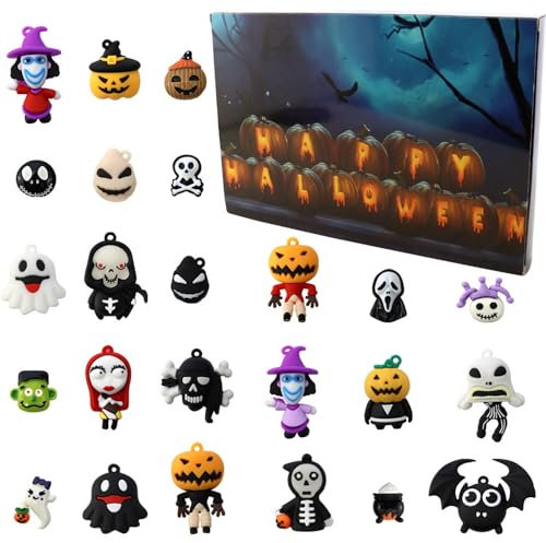 IHIPPO Halloween Horror Nacht Countdown Kalender 24 Countdown Weihnachten Überraschung Geschenke, Thema Kuchen Form Dekoration, Kinderzimmer Schreibtisch Dekoration