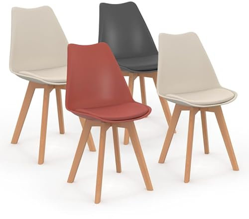 IDMarket - Lot de 4 chaises scandinaves SARA Mix Color Gris foncé, Terracotta, Beige x2
