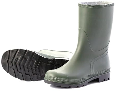 Scheibler Gummistiefel Herren Halbhoch - Arbeits-Stiefel Wasserdicht - Regenstiefel Mit Rutschfester Sohle - Rain Boots Men Aus PVC - Gummi-Stiefeletten Schmale Passform - Oliv