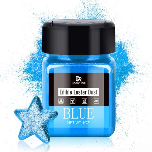 Essbarer Glitzer - 30g Essbarer Glitzerstaub Glitzerpulver für Backen, Getränke, Kuchen - Metallisch Pulver Staubpulver Lebensmittelfarbe zum Dekorieren von Lebensmittel, Cocktail, Keksen (BLAU)