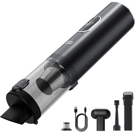 Minthouz Aspirador de Mano Potente sin Escobillas,16000Pa Aspiradora de Mano LED Inalámbrica,Aspiradora Coche para Coche y Hogar