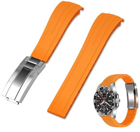 Kai Tian Bracelet de sport en silicone - 20 mm - 22 mm - Extrémités incurvées - Bracelet de montre en caoutchouc - Boucle en acier inoxydable - Pour hommes et femmes - Noir, bleu, rouge, blanc,