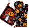 Arquiel Halloween Ofenhandschuh und Topflappen 2er Set, 100% Baumwolle Halloween Kochhandschuhe, Hitzebeständiger Küchenhandschuh Zum Kochen Backen Grillen Geschenk