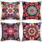 DakTou Kissenbezüge 45 x 45 Leinen Boho Retro Buntes Mandala Floral Kissenhüllen Kissenbezug Böhmischer Ethno Dekokissen Sofakissen Zierkissenbezüge für Sofa Schlafzimmer Wohnzimmer 4er Set