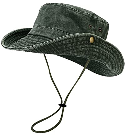 Fischerhut Herren Baumwolle Sonnenhut UV-Schutz Wanderhut Trekking Faltbar Sommerhut Breite Krempe Outdoor Safari Hut Damen mit Kinnband Anglerhut Boonie Hat Sonnenschutz Hütte Hiking Bucket Hat