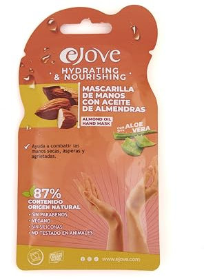 Ejove Maschera per le mani con estratto di mandorle | Idrata, ammorbidisce e condiziona la pelle | Per mani aspere e screpolate