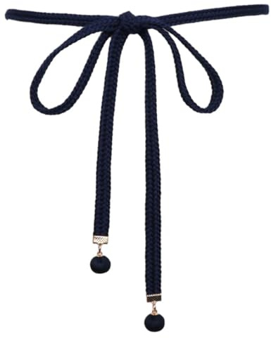 Whakano 1 Stück Geflochtene Taille Gürtel Damen,Dekorativen Taillengürtel Kleidgürtel,Schmaler Gürtel Frauen,Taillenkette,Kettengürtel für Kleid Jeans Rock Langen Hemden,148 cm,Marineblau