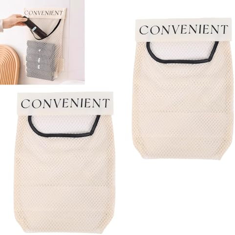 2 Piezas Organizador Puerta Cocina Adhesivo, Bolsillo de Malla Transpirable, Organizadores Armarios Autoadhesivos Pared para Especias Limpieza Aluminio, Para Armario, baño, Cocina