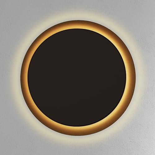 SSC-LUXon IRELIA Wandleuchte indirektes Licht in schwarz mit 3 Lichtfarben einstellbar - Außenleuchte Wand rund Ø 30cm 230V