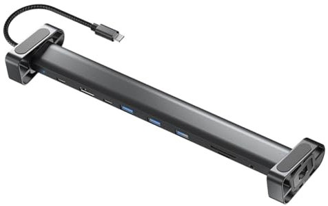 Okeeyseda 10 in 1 USB C Hub Multiport Adapter Portable Dongle 4K PD 100W Gigabit Ethernet RJ45 Dock Station Laptop Stand USB 3.0 1 Piece