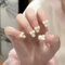 24PCS Long Square French Press On Nails for Women, 3D White Custard Bow Design, Stylish Full Cover Acrylic Fake Nails with Natural Look, Comfortable Fit, Easy to Apply & Remove