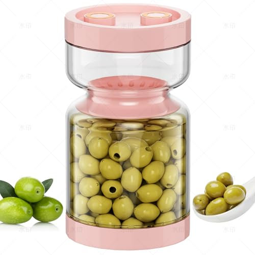 LveSunny Glass Pickle Jar,Pickle and Olive Hourglass Jar with Strainer Flip for Pickle Juice Separator from Wet and Dry,Airtight Glass Jars