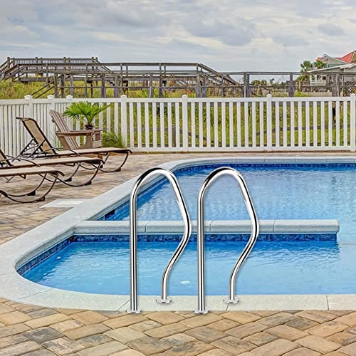 DRFGNF Schwimmhandlauf, Pool-Sicherheitshandlauf, Poolgeländer, Bausatz aus Edelstahl 304, Silber, rostfreier Poolhandlauf, humanisierter Handlauf, 200 kg Tragfähigkeit (einfarbig, 2 Stück)