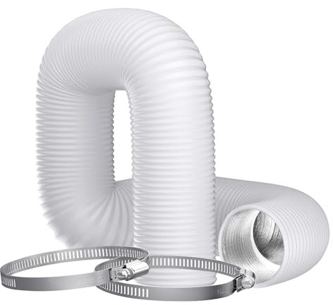 4 Inch (100mm) Flexible Aluminum PVC Ventilation Ducting Hose - 5m White Air Duct Pipe for Extractor Fan, Hydroponics, Grow Tents, Dryer Vents