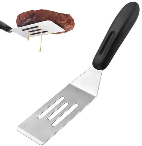 Metal Cooking Spatula, Stainless Steel Fish Spatula Meat Turner for Barbecue Kitchen Use Small Serving Spatulas Metal Spatulas for Cooking Fish Eggs Meat