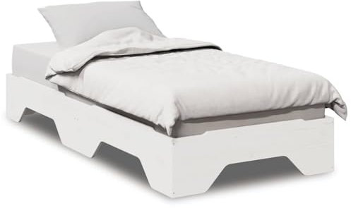 NQJIBUE Artikel-Bettgestell ohne Matratze stapelbar weiß 90x200 cm Massivholz Betten & Zubehör Betten & Bettrahmen