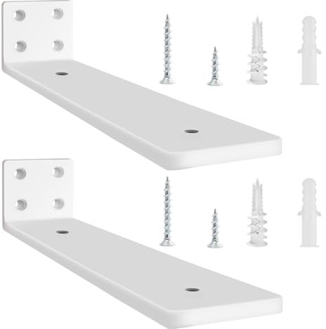 2 Pzs Soporte Estanteria Pared, 30 cm Soporte Balda Flotante de Madera, Escuadras Para Estanterias Metalicas Invisibles, L Soporte Baldas Pared Industrial con Tornillos (Blanco)