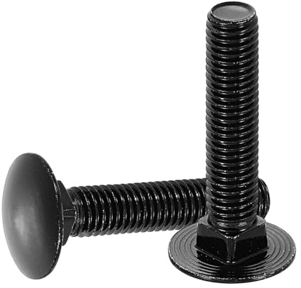 sourcing map Lot de 10 boulons de carrosserie M10 x 50 mm en acier inoxydable 18-8 (304) à tête ronde et à col carré, vis en oxyde noir pour accessoires de fixation – Noir