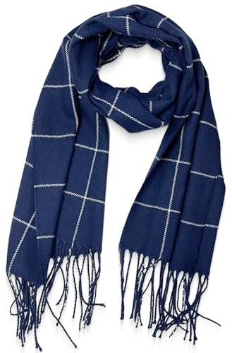 CINGHIA Schal Damen Winter,Kaschmir-Imitat Schals für Damen,Karierter Schal Schwarz mit Fransenschal,Herbstschal Schaal Dicker,Langer Warmer Winterschal für Damen und Herren 190 x 35 cm