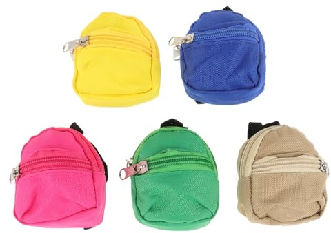 Garneck Mini Rucksack Schlüsselanhänger 5er Set - Kleiner Münzbeutel & Tasche Anhänger für Damen Kinder - Nylon Miniatur Rucksack für Lippenstift Kopfhörer Münzen - Farblich Sortiert