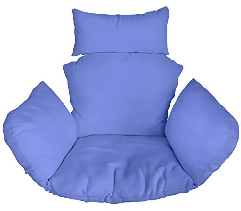 Ferocity Hängesessel Kissen XXL, Polster, Auflage für Polyrattan/Rattan Hängeschaukel, Hängekorb, Schaukel Korb, Rückenkissen in der Farbe Blau [114]
