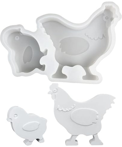 2 Stück Silikonformen Gießformen Huhn, Silikonform Huhn Gießformen Silikon Tier Gipsform zum Gießen Tiere Silikonform Küken Gießform Tiere Giessform Silikon für DIY Gips Kerzen