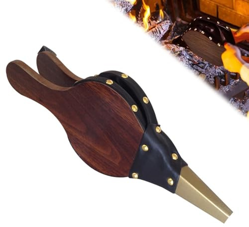 Riisoyu Blasebalg für Kamin und Grill, 30.5 x 12.5cm Handblasebalg Luftgebläsebalg Zinkguss Metalldüse Grillblasebälge Grillgebläse Holzbalg für Kamin und Grill für Outdoor Camping