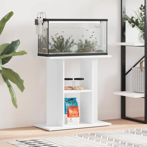 Mokuyary Aquariumständer Weiß 60x30x60 cm Holzwerkstoff Aquarium Unterschrank mit 3 Ablagen, Aquariumregal Aquarium Tisch Fischtankständer, Aquariumschrank für Wohnzimmer, Heim, Büro