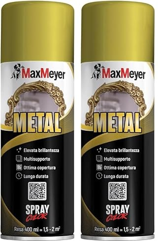 MAXMEYER Spray Metal Cromato Oro 0.400 L (Confezione da 2)