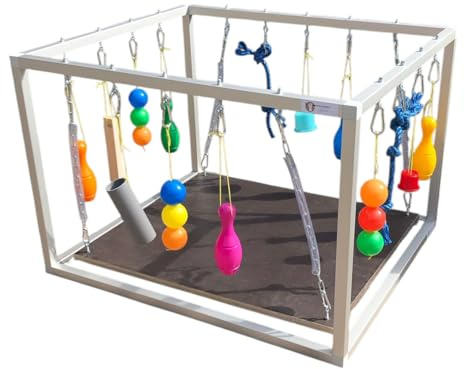 Spielwürfel Spielblock aus Aluminium mit Wackelbrett - wasserfest für Hunde & Welpen, ca. 60x60x60cm (BxHxT), bis 30kg Belastung, Welpenspielzeug von Holzdesign Emsland-OHNE Spielzeug