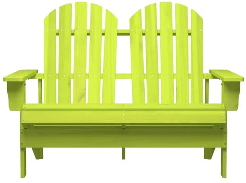 PTUGUOF Adirondack-Doppelsitzer Gartenbank aus massivem Tannenholz, Grün, wetterfest und pflegeleicht, ergonomisch geformt für optimalen Komfort, max. 110 kg pro Sitzplatz