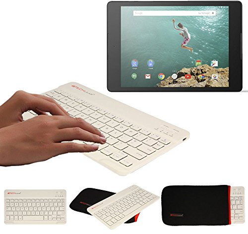 TECHGEAR Active Strike (S) Slim Bluetooth Wireless UK Keyboard With Carry Case for Chromebook Duet, Smart Tab M8, Q5, LG G Pad, Acer One 10 T4, Huawei MatePad, Samsung Tab A 8.4 2020, Yoga Tabs -White