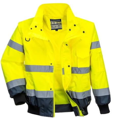 Portwest - HI-Vis Safety Workwear Contrast Bomber Jacket Yellow/Navy Large